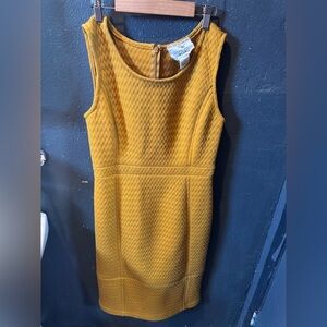 Tabitha Mustard Yellow Midi Dress Sleeveless Crew Neck